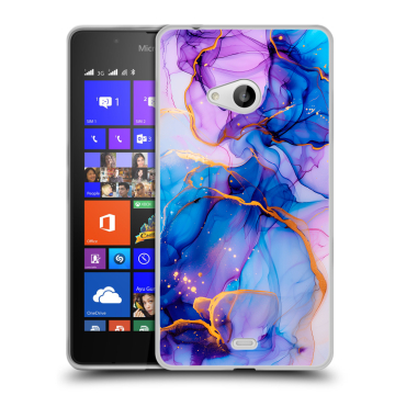 Силиконовый чехол на Microsoft Lumia 540 с принтом синий мрамор