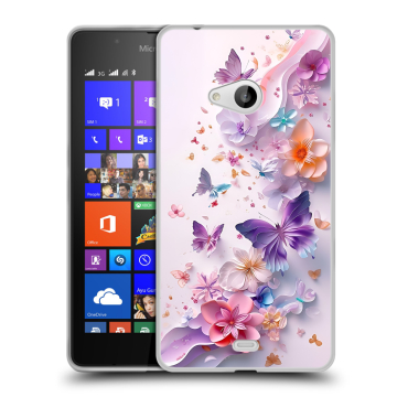 Силиконовый чехол на Microsoft Lumia 540 с принтом цветы бабочки