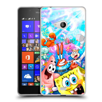 Силиконовый чехол на Microsoft Lumia 540 с принтом спанчбоб спанч боб