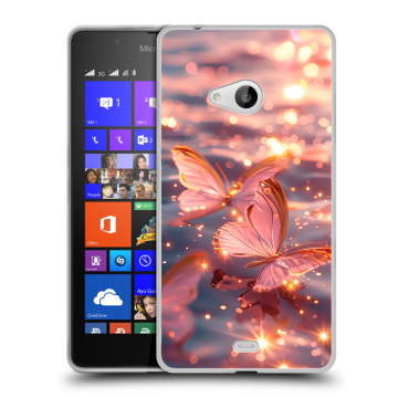 Силиконовый чехол на Microsoft Lumia 540 с принтом бабочки розовые