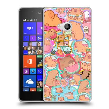 Силиконовый чехол на Microsoft Lumia 540 с принтом капибары Силиконовый чехол на Microsoft Lumia 540 с принтом капибары