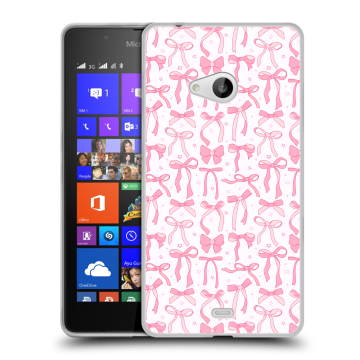Силиконовый чехол на Microsoft Lumia 540 с принтом Розовые бантики Силиконовый чехол на Microsoft Lumia 540 с принтом Розовые бантики