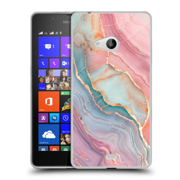 Силиконовый чехол на Microsoft Lumia 540 с принтом розовый мрамор