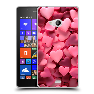 Силиконовый чехол на Microsoft Lumia 540 с принтом розовые сердечки