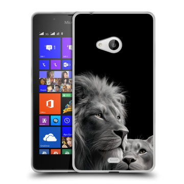 Силиконовый чехол на Microsoft Lumia 540 с принтом Лев кошки Силиконовый чехол на Microsoft Lumia 540 с принтом Лев кошки