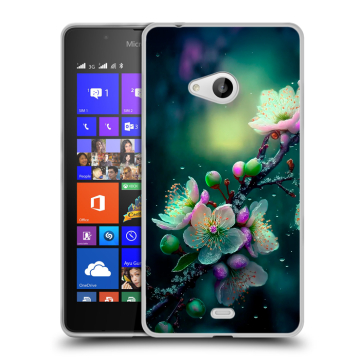 Силиконовый чехол на Microsoft Lumia 540 с принтом Цветы и мрамор