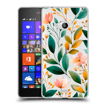 Силиконовый чехол на Microsoft Lumia 540 с принтом Цветы паттерн Силиконовый чехол на Microsoft Lumia 540 с принтом Цветы паттерн