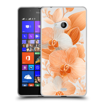 Силиконовый чехол на Microsoft Lumia 540 с принтом Бежевые цветы Силиконовый чехол на Microsoft Lumia 540 с принтом Бежевые цветы