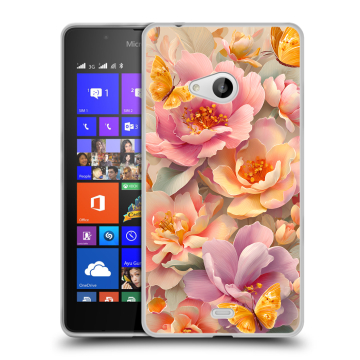 Силиконовый чехол на Microsoft Lumia 540 с принтом Цветы и бабочки Силиконовый чехол на Microsoft Lumia 540 с принтом Цветы и бабочки