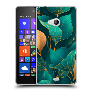 Силиконовый чехол на Microsoft Lumia 540 с принтом Листья и золото Силиконовый чехол на Microsoft Lumia 540 с принтом Листья и золото