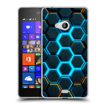 Силиконовый чехол на Microsoft Lumia 540 с принтом Неоновые соты Силиконовый чехол на Microsoft Lumia 540 с принтом Неоновые соты
