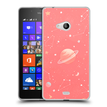 Силиконовый чехол на Microsoft Lumia 540 с принтом Розовый космос Силиконовый чехол на Microsoft Lumia 540 с принтом Розовый космос