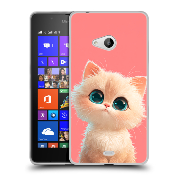 Силиконовый чехол на Microsoft Lumia 540 с принтом Розовый котенок Силиконовый чехол на Microsoft Lumia 540 с принтом Розовый котенок