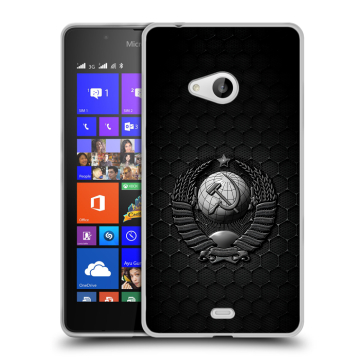Силиконовый чехол на Microsoft Lumia 540 с принтом Герб Флаг СССР