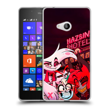 Силиконовый чехол на Microsoft Lumia 540 с принтом Hazbin Hotel Отель Хазбин