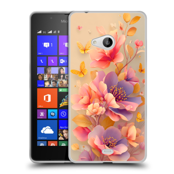 Силиконовый чехол на Microsoft Lumia 540 с принтом Цветы и бабочки Силиконовый чехол на Microsoft Lumia 540 с принтом Цветы и бабочки