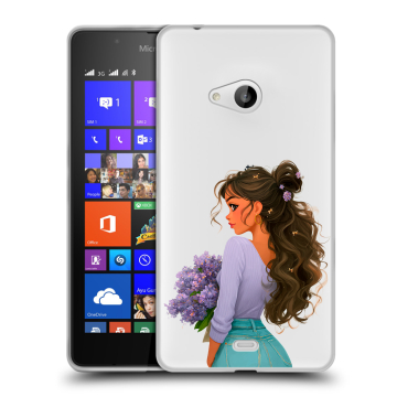 Силиконовый чехол на Microsoft Lumia 540 с принтом девушка цветы Силиконовый чехол на Microsoft Lumia 540 с принтом девушка цветы
