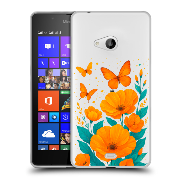 Силиконовый чехол на Microsoft Lumia 540 с принтом цветы бабочки Силиконовый чехол на Microsoft Lumia 540 с принтом цветы бабочки