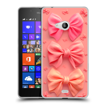 Силиконовый чехол на Microsoft Lumia 540 с принтом Розовые бантики