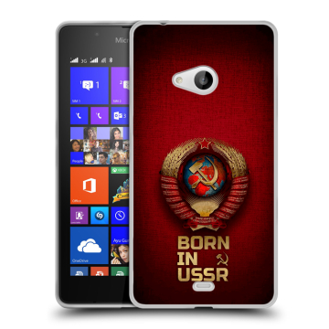 Силиконовый чехол на Microsoft Lumia 540 с принтом Флаг Герб СССР Силиконовый чехол на Microsoft Lumia 540 с принтом Флаг Герб СССР