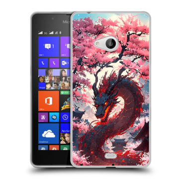 Силиконовый чехол на Microsoft Lumia 540 с принтом Дракон Японский
