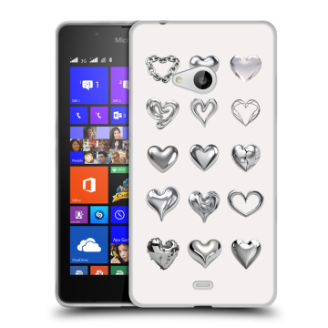Силиконовый чехол на Microsoft Lumia 540 с принтом Y2K сердечки