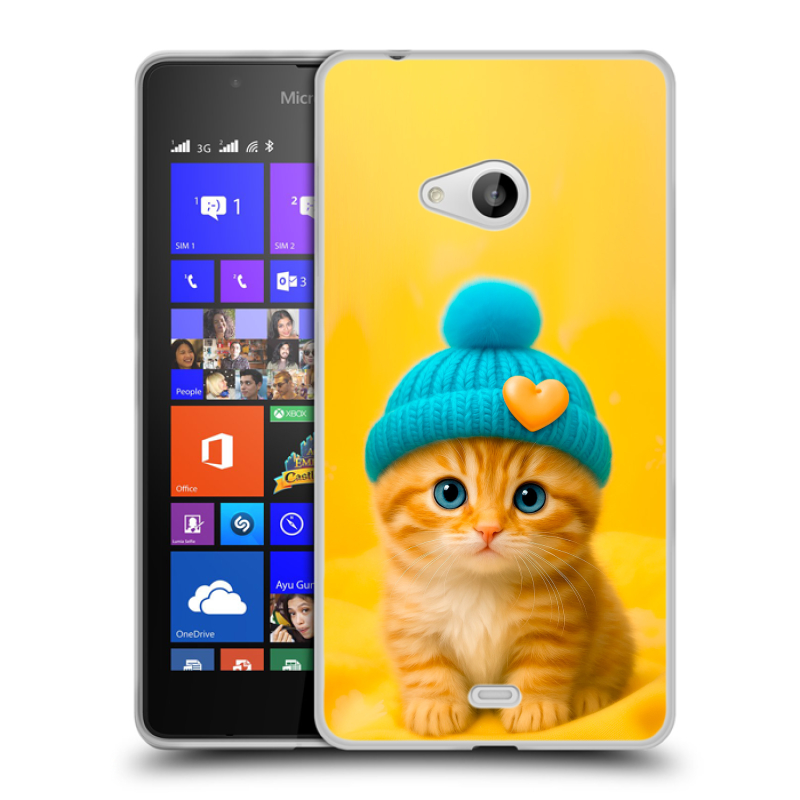 Пластиковый чехол на Microsoft Lumia 540 с принтом Котенок в шапке Пластиковый чехол на Microsoft Lumia 540 с принтом Котенок в шапке