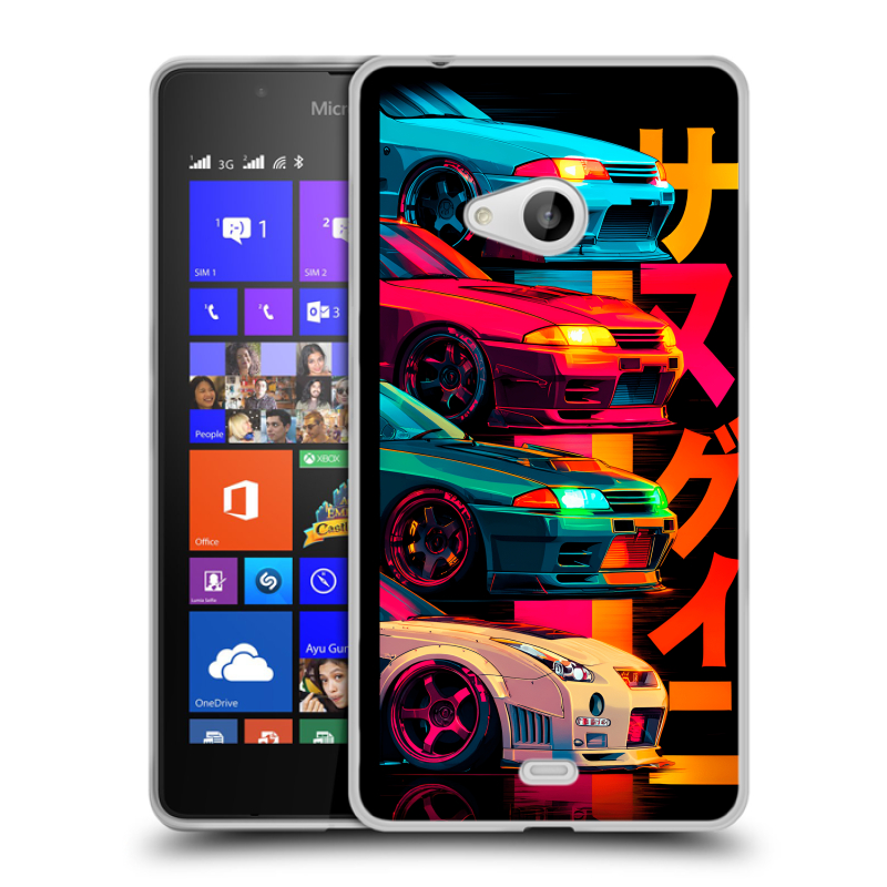 Силиконовый чехол на Microsoft Lumia 540 с принтом Гоночные машины Силиконовый чехол на Microsoft Lumia 540 с принтом Гоночные машины