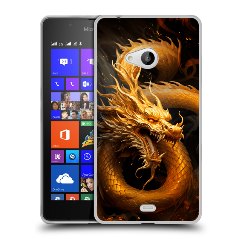 Пластиковый чехол на Microsoft Lumia 540 с принтом Золотой дракон Пластиковый чехол на Microsoft Lumia 540 с принтом Золотой дракон