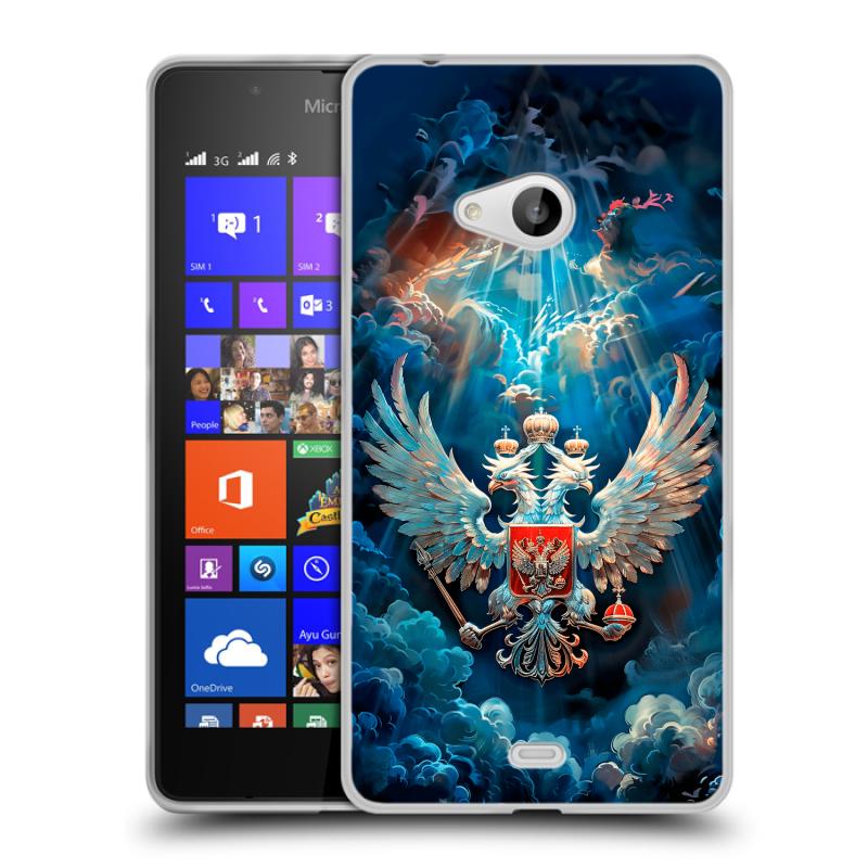 Пластиковый чехол на Microsoft Lumia 540 с принтом Герб флаг России Пластиковый чехол на Microsoft Lumia 540 с принтом Герб флаг России