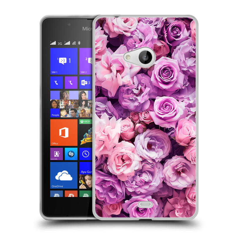 Силиконовый чехол на Microsoft Lumia 540 с принтом лавандовые розы Силиконовый чехол на Microsoft Lumia 540 с принтом лавандовые розы