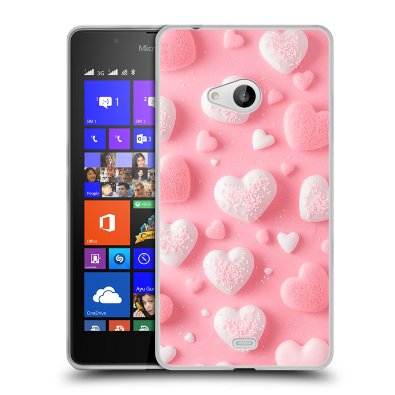Пластиковый чехол на Microsoft Lumia 540 с принтом Сердечки Пластиковый чехол на Microsoft Lumia 540 с принтом Сердечки