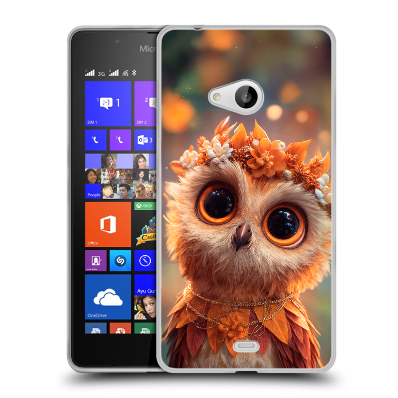 Силиконовый чехол на Microsoft Lumia 540 с принтом Милая сова Силиконовый чехол на Microsoft Lumia 540 с принтом Милая сова