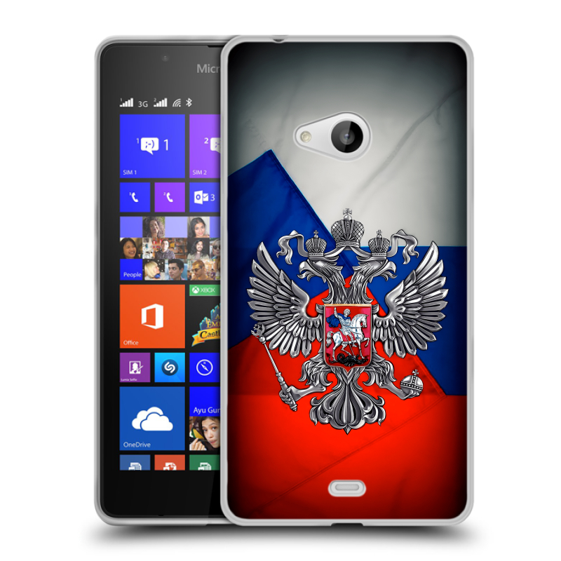 Пластиковый чехол на Microsoft Lumia 540 с принтом Флаг России Пластиковый чехол на Microsoft Lumia 540 с принтом Флаг России