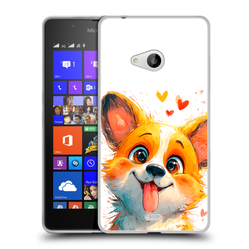 Пластиковый чехол на Microsoft Lumia 540 с принтом корги Пластиковый чехол на Microsoft Lumia 540 с принтом корги