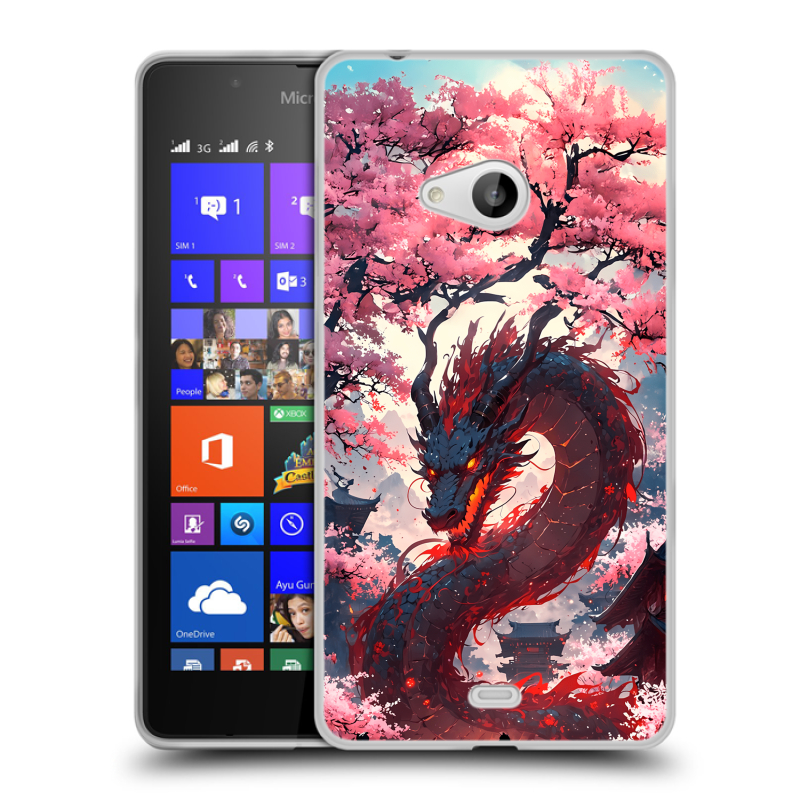 Силиконовый чехол на Microsoft Lumia 540 с принтом Дракон Японский Силиконовый чехол на Microsoft Lumia 540 с принтом Дракон Японский
