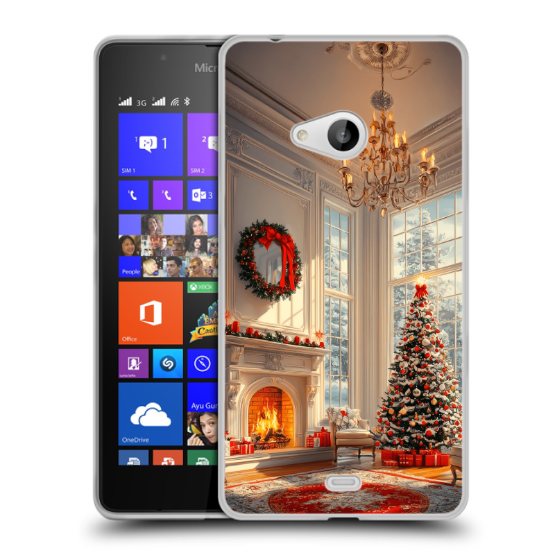 Силиконовый чехол на Microsoft Lumia 540 с принтом Новый год Силиконовый чехол на Microsoft Lumia 540 с принтом Новый год