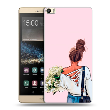 Пластиковый чехол на Huawei P8 Max с принтом Девушка и букет Пластиковый чехол на Huawei P8 Max с принтом Девушка и букет