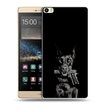 Пластиковый чехол на Huawei P8 Max с принтом Доберман и пистолет Пластиковый чехол на Huawei P8 Max с принтом Доберман и пистолет