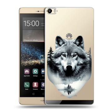 Пластиковый чехол на Huawei P8 Max с принтом Волк в лесу