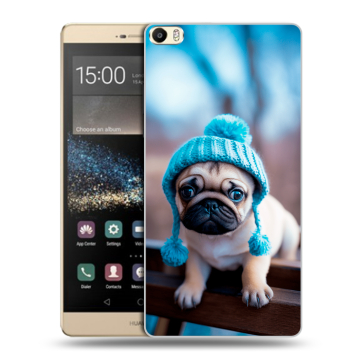 Пластиковый чехол на Huawei P8 Max с принтом Мопс в шапке