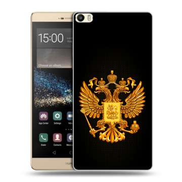 Пластиковый чехол на Huawei P8 Max с принтом Герб России желтый