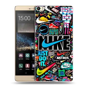 Пластиковый чехол на Huawei P8 Max с принтом найк nike черный