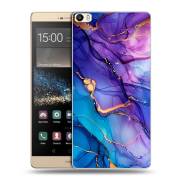 Пластиковый чехол на Huawei P8 Max с принтом синий мрамор
