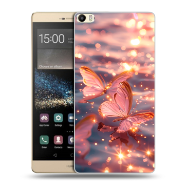 Пластиковый чехол на Huawei P8 Max с принтом бабочки розовые