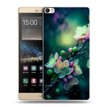 Пластиковый чехол на Huawei P8 Max с принтом Цветы и мрамор