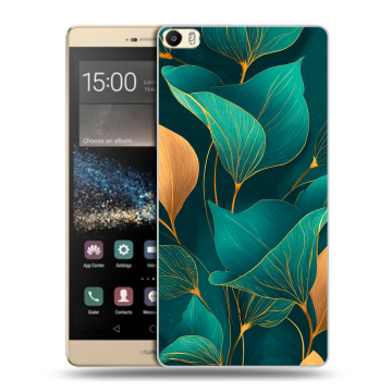Пластиковый чехол на Huawei P8 Max с принтом Листья и золото