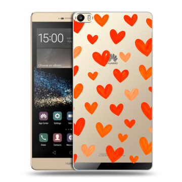 Пластиковый чехол на Huawei P8 Max с принтом Сердечки