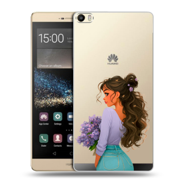 Пластиковый чехол на Huawei P8 Max с принтом девушка цветы