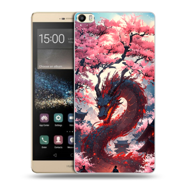 Пластиковый чехол на Huawei P8 Max с принтом Дракон Японский